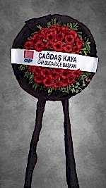 CENAZE-MERASİM CANLI KIRMIZI GERBERA ÇELENK