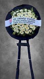 CENAZE-MERASİM CANLI BEYAZ GERBERA  ÇELENK