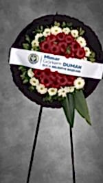 CENAZE-MERASİM CANLI KIRMIZI BEYAZ GERBERA  ÇELENK