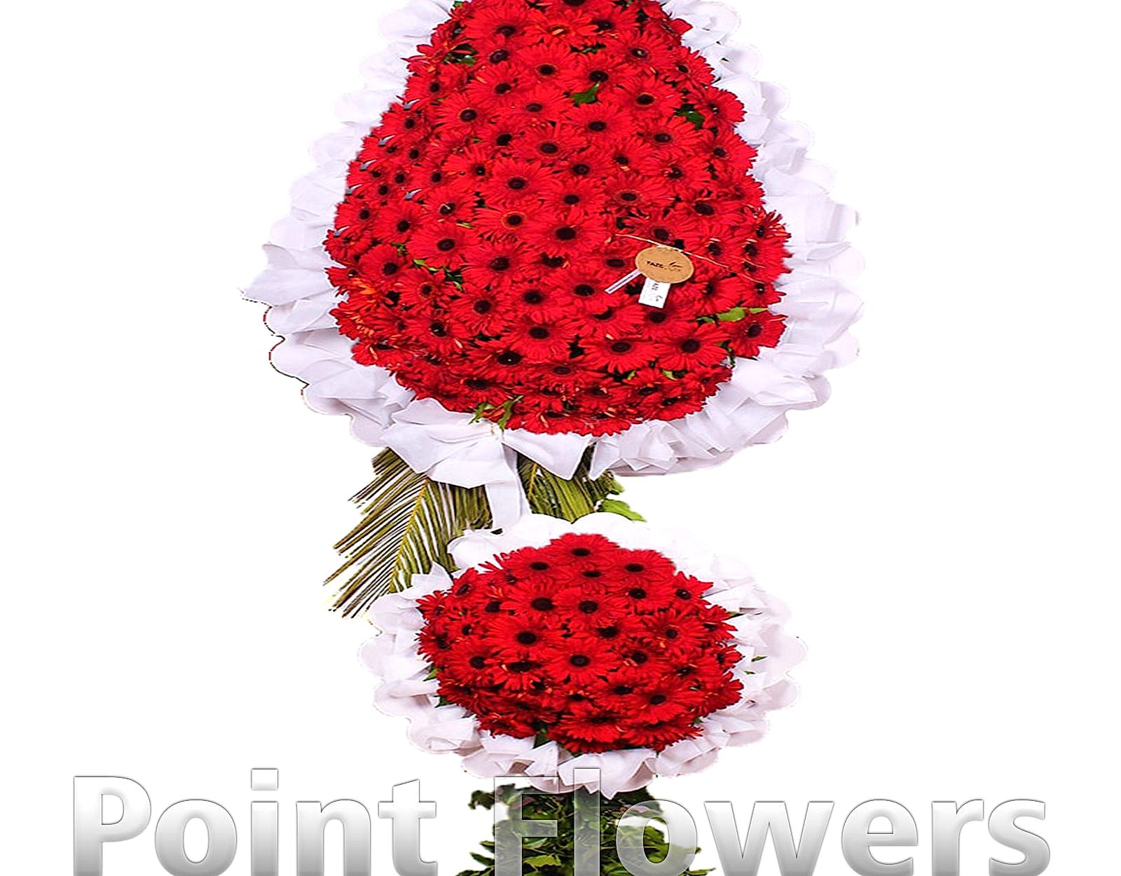 DÜĞÜN&AÇILIŞ ÇİFT KATLI DELUXE KIRMIZI GERBERA GERBERA ÇELENK