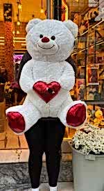 🧸❤️ 70 cm Büyük Boy Beyaz Peluş Ayıcık – Kırmızı Kalpli